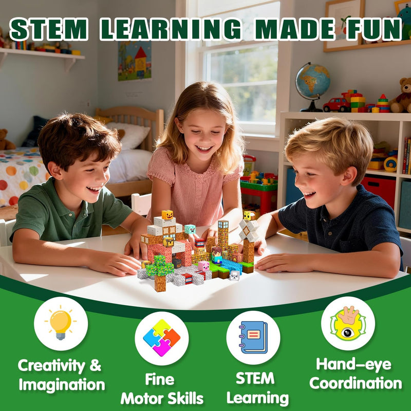 100PCS Magnetic Building Blocks - Sensory Toy for STEM Constructions, Ages 3+