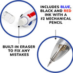 BIC 4-Color 3+1 Retractable Ballpoint Pen with Red, Blue, Black Ink and 0.7 mm Mechanical Pencil, 1-Count in Assorted Ink