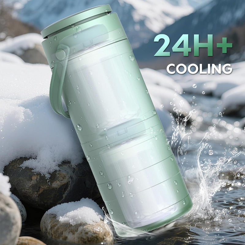 Portable Breast Milk Cooler Bottle with Digital Temp Display | 24H 360 Cooling, No Ice Packs Needed, 22oz Capacity with 2 BPA-Free Bottles, CPC Certified, Travel & Commute