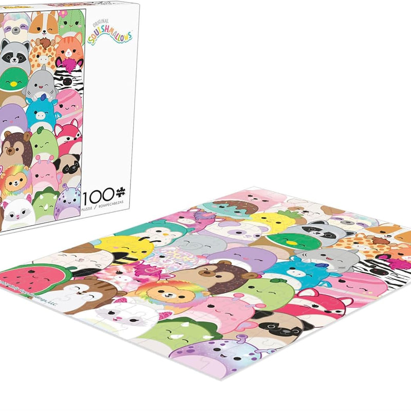 Buffalo Games - Squishmallows Buddies 100 Piece Jigsaw Puzzle, Family Puzzle Ages 6+, Made in USA, Recycled Premium Board, Full-Color Poster