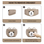 Baby Basket for Gifts Empty, Cute Bear Design, Light Brown | 10.5" x 8.5" Baby Shower Basket for Kids Boys Newborn Storage, Toy Basket for Living Room Nursery Décor, Soft Cotton Rope