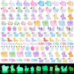 Luminous mini Resin Animals to Hide 120 Pcs Tiny Resin Animals Glow in The Dark for Miniature Fairy Garden Decoration Accessories Micro Landscape Aquarium Potted Decoration