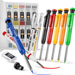 Nicpro 2 Pack CP1000 Carpenter Pencil with Sharpener, Mechanical Carpenter Pencils with 26 Refills, Deep Hole Long Nib Marker Pens for Construction, Heavy Duty Woodworking Pencil for Architect Marking