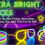 Ammy Glow Glow Sticks Bulk Party Pack, 205 Pcs Kit with Connectors & Glasses for Kids, LED Neon Glow in the Dark Party Supplies for Birthdays & Events