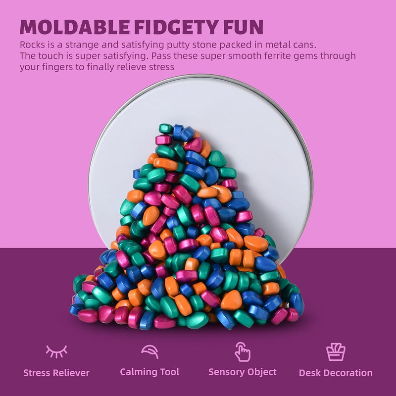 LCVUUK Fidget Toys Adults,Sensory Stones for Stress Relief,300+Multicolour Smooth Ferrite Rocks, Desk Fidgets Toy,Adults Gifts, Holiday Stocking Stuffer