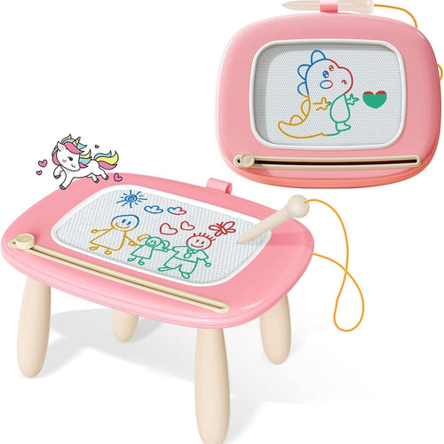 Kikidex Soft Pink Magnetic Drawing Board for Toddler Girls 1-2 Years Old Doodle Learning Toy