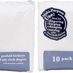 Gerber Unisex Baby Boys Girls Birdseye Prefold Cloth Diapers Multipack White 3-Ply 10 Pack