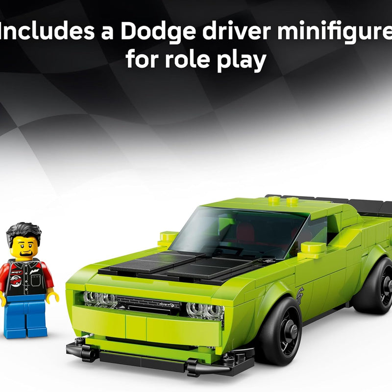 LEGO Speed Champions Dodge Challenger SRT Hellcat Sports Car Toy - Building Set for Learning