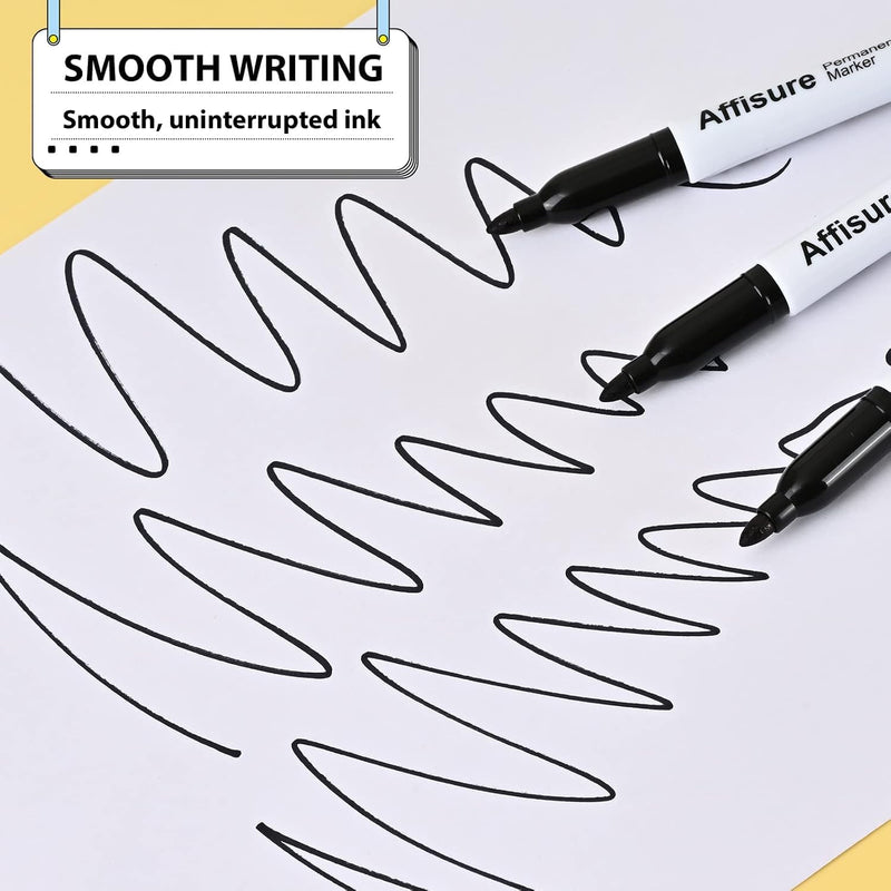 Permanent markers, 100 packs permanent markers bulk, quick dryingin one second, waterproof, smooth, noteasy to erase, durable, can be markedon glass, tiles and cloth, office supplies