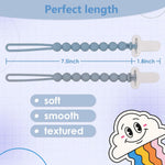 4-Pack Silicone Pacifier Clips with One-Piece Beads for Baby Boys and Girls - Flexible and Rust-Free Holders for Teething Relief and Baby Essentials, Safe for Newborns (Grey)