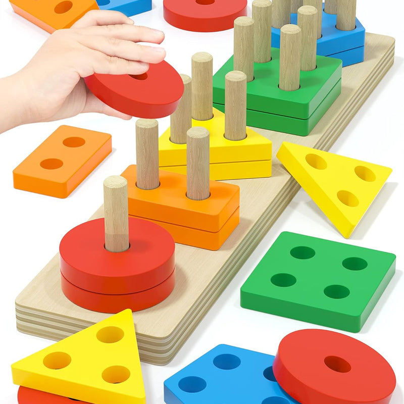 Montessori Toys for 1-3 Year Olds: Wooden Sensory Puzzles, Fine Motor Skills, Learning Activities