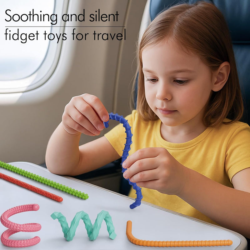 6pc Set of Flexible Fidget Sticks for Stress Relief, ADHD, Autism, Anxiety, Calming for Kids and Adults