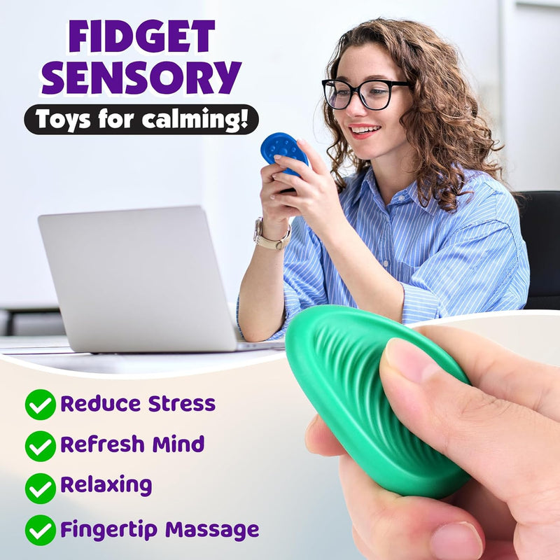 Fidget Toys Adults Sensory Stone: 6-Pack Textured Calming Worry Stones for Stress Relief