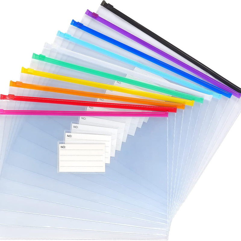 Tamaki 10 Pack Plastic Envelope, Files Zipper Folders, 13 x 9.25 Inch | Poly Zip Envelop A4 Size/Letter Size