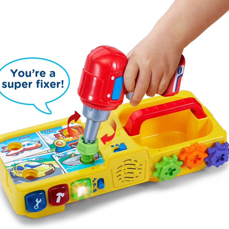 VTech Learning Drill and Toolbox for Toddlers, Includes Electronic Fix-it Tray and Working Drill, Ages 3+