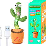 Adjustable Volume Dancing Talking Cactus Baby Toy for 0-6 Months, 4-Level Volume Control, 120 English Songs