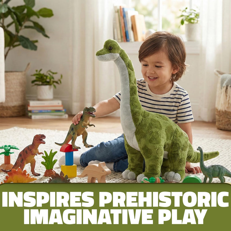 Rhode Island Novelty 15-inch Wide Animal Den Brachiosaurus Plush, 15" L x 4" W x 11" H