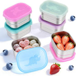 Tanjiae 4Pack 8oz Small (1 CUP) Stainless Steel Snack Containers for Kids | Reusable Easy Open Toddler Snack Containers with Silicone Lids | Stackable Toddler Lunch Box for Daycare, School and Travel