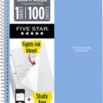 Five Star Spiral Notebook + Study App, 1 Subject, Graph Ruled Paper, 8-1/2" x 11", 100 Sheets, Fights Ink Bleed, Water Resistant Cover, Tidewater Blue (06190AA4)