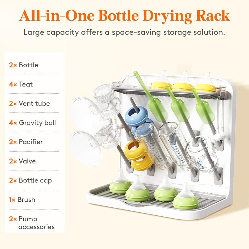 Lifewit 10-Hooks Baby Bottle Drying Rack for Countertop, BPA Free | Vertical Bottle Storage Organizer, Stand-Up Dryer Holder for Pacifiers, Pump Parts, Baby Stuff, Newborn Essentials Must Haves