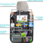 Matenf Backseat Car Organizer with 9 Storage Pockets | 10" Tablet Holder, Keep Car Organized & Tidy, Seat Back Cover for Kid Toddler, Kick Mats Protector, Travel Accessories, 1 Pcs
