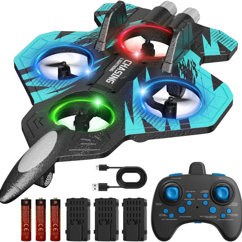 Foam RC Airplane with LED Light, 360° Flip, Remote Control for Kids and Adults, Ready-to-Fly Gift