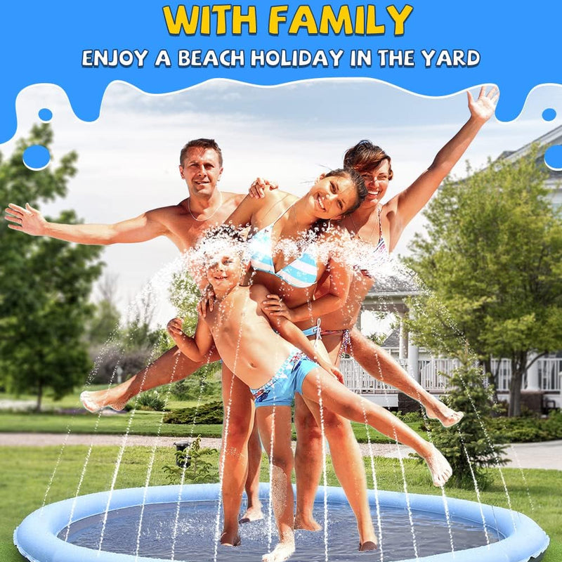 VISTOP 67" Non-Slip Splash Pad for Kids and Dogs, Thickened Sprinkler Pool for Toddlers, Outdoor Backyard Water Toys, Fun Fountain Play Mat for Babies, Children & Pets Blue