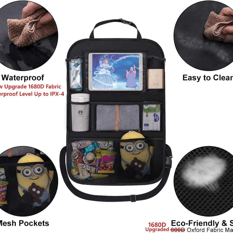 ONE PIX Backseat Car Organizer Mats Back Seat Organizers and Storage Bag with Touch Screen Tablet Holder for Kids Toddlers Car Seats, Travel Accessories, Road Trip Essentials Kids