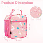 FlowFly Kids Lunch box Insulated Soft Bag Mini Cooler Back to School Thermal Meal Tote Kit for Girls, Boys, Unicorn