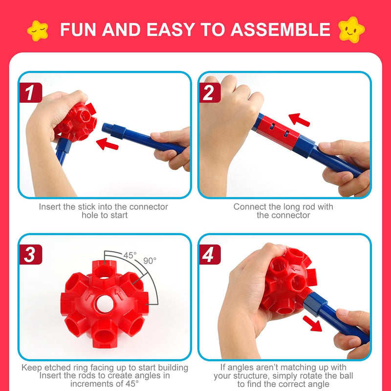 Original fort building kit for kids, STEM construction toys, 140 pieces, creative set for indoor and outdoor activities