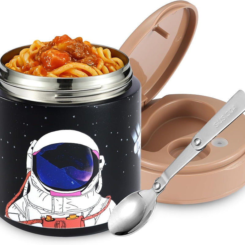 Thermo for Hot Food Kids - 15.2oz, Leak Proof Insulated Food Jar, Soup Thermo, Insulated Lunch Containers, Termos Para Comida Caliente, Wide Mouth Lunch Box with Folding Spoon and Handle