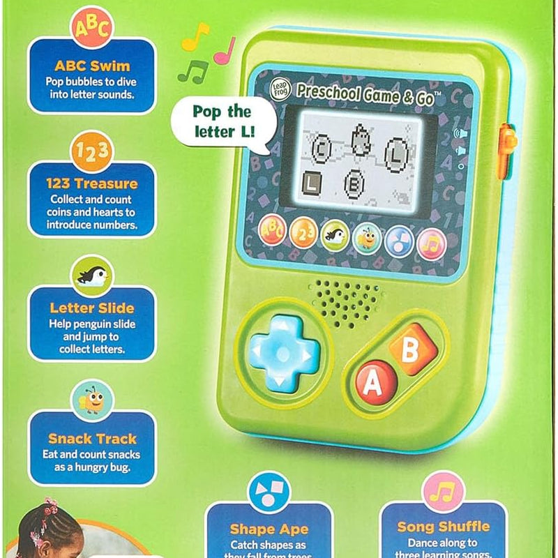 LeapFrog Preschool Game and Go Handheld Video Game Toy for Kids aged 2+ with Green Design