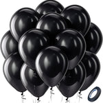 Bezente Black Latex Party Balloons - 100 Pack 12-Inch Helium Balloons for Themed Events