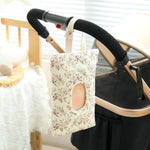 Quilted Baby Wipe Holder Floral Wipe Pouch Portable Hanging Wet Wipes Bag for Stroller, Travel