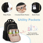 mommore Diaper Bag Backpack, Large Travel Baby Bag for Daily Essentials | Stylish Diaper Backpack for Toddler, Insulated Pockets, Changing Pad & Stroller Straps for Outdoor Trip