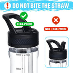 OLDLEY 20oz Kids Water Bottle with Straw, BPA-Free Tritan Water Bottle for School, Leakproof Clear Water Bottle with One Click Open, Measurement Scale, Cup Holder Friendly for Boys Girls,Clear