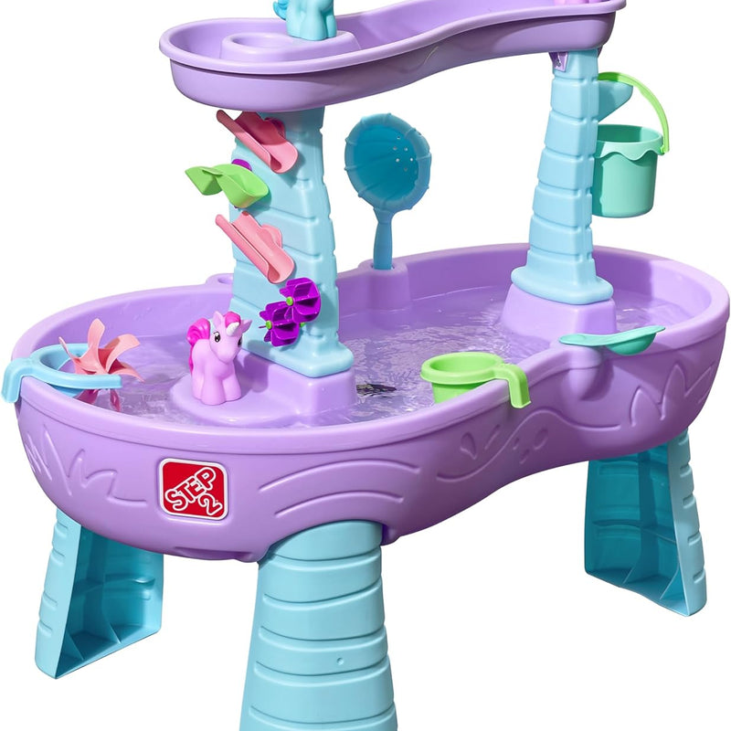 Step2 Rain Showers and Unicorns Water Table for Kids, Toddler Outdoor Sensory Play Table, 13 Accessories, Pink, Ages 18 Months+