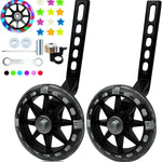 DDJKCZ Training Wheels for Kids Bicycles, Compatible with 12-20 inch Single Speed Bikes, Flash Mute Big Wheel, Brilliant Black
