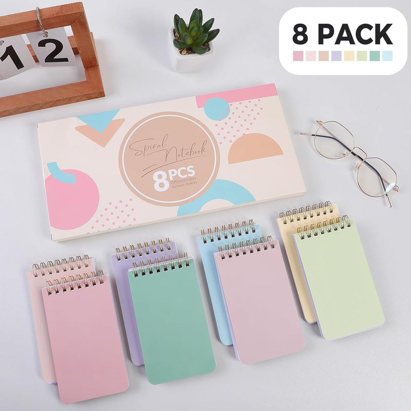 SKYDUE Small Notebooks, Cute 3x5 Pocket Notepads, Mini Spiral Notebook with Lined Pages Nursing School Essentials, School Office Supplies Set Of 8