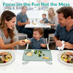 Silicone Placemat for Toddler Eating: Wipe Clean & Roll Up in The Diaper Bag - Table Mat for Restaurant/Travel/On-The-Go