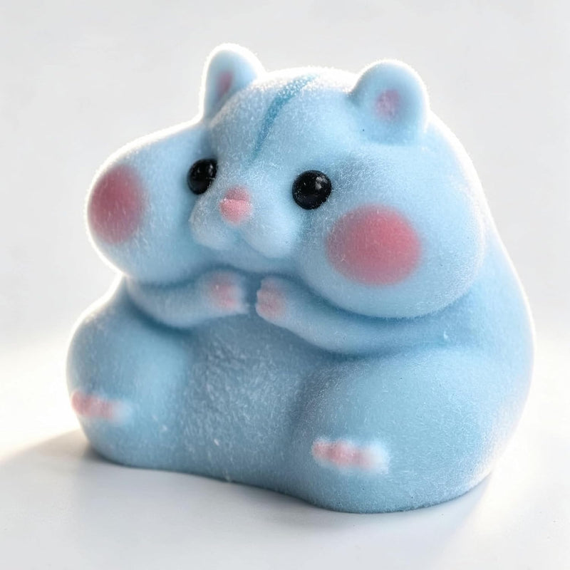 Handmade Taba Squishy Hamster Toy, Cute Squishy Hamster Fidget Toy, Realistic Hamster Toy, Soft Silicone Mochi Furry Toy, Stress Relief Gift for Adults & Kids, Sensory Anxiety Plushie (Blue)