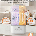 Grownsy Space Saving Baby Bottle Sterilizer and Dryer with Travel Set | Holds 6 to 8 Bottles & Pump Parts, Nesting Design, Fast Sanitization & Drying, Auto Sterile Storage for All Feed Stages
