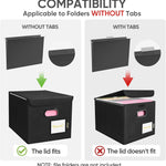 BALEINE File Organizer Box with Lid, Collapsible File Folder Organizer with Plastic Slide, Hanging File Folder Box for Office Document Storage (1 Pack, Black)