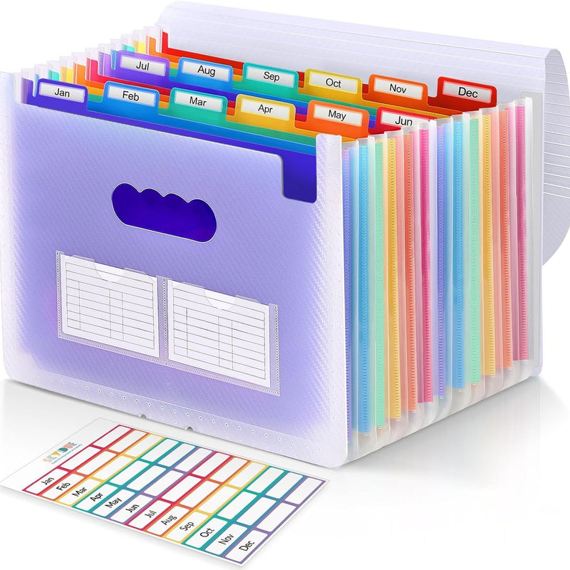 SKYDUE Accordion File Organizer, Expanding File Folder with 13 Pockets, Portable Document Paper Bill Receipt Organizer, Home School Office Supplies, Letter A4 Size Haze Blue