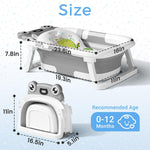 BUNWAG Baby Bathtub, Collapsible Newborn Bathtub for Infant to Toddler with Soft Cushion and Thermometer,Portable Travel Newborn Tub with No-Slip Feet, Baby Shower Gifts, 0-12 Months Baby Bath, Grey