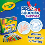 Crayola Pip-Squeaks Skinnies Washable Markers (64ct), Mini Markers for Kids, Coloring Markers, Craft Supplies, Kids Holiday Gift, 3+
