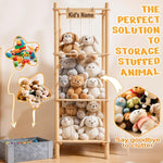 Stuffed Animal Storage with Toys Tray, 57In Large Wooden Stuffy Plushies Storage Holder Extra Large Capacity Stuffed Animals Zoo Organizer for Toddler Rooms, Playrooms & Bedrooms