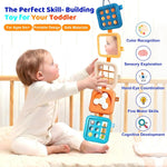 Portable Travel Toys for Baby 6-18M: 5 Foldable Cubes 7 Activity Panels | Busy Board for Car Seat & Airplane Trips - Builds Sensory Fine Motor Skills - Gifts for Baby Birthday Christmas
