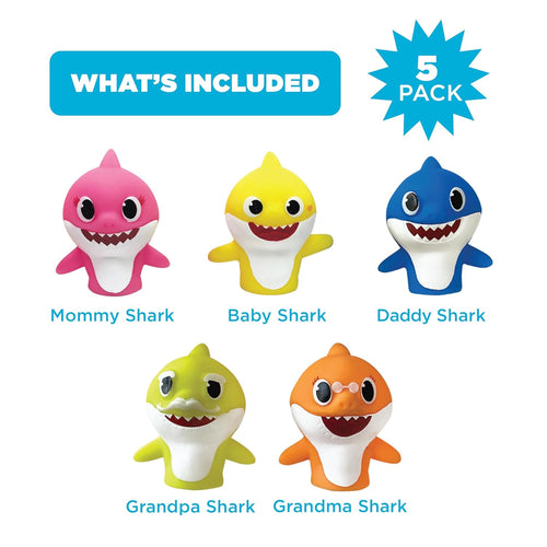 Nickelodeon Baby Shark 5-Piece Finger Puppet Set, Waterproof and Educational for Bath Time