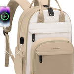 LOVEVOOK Laptop Backpack Women with Giant Tumbler Holder,15.6 inch Waterproof Work Travel Backpack Computer Laptop Bag,Cute College Nurse Teacher Backpack Purse,Gifts for Women & Men,Beige-Black-Brown